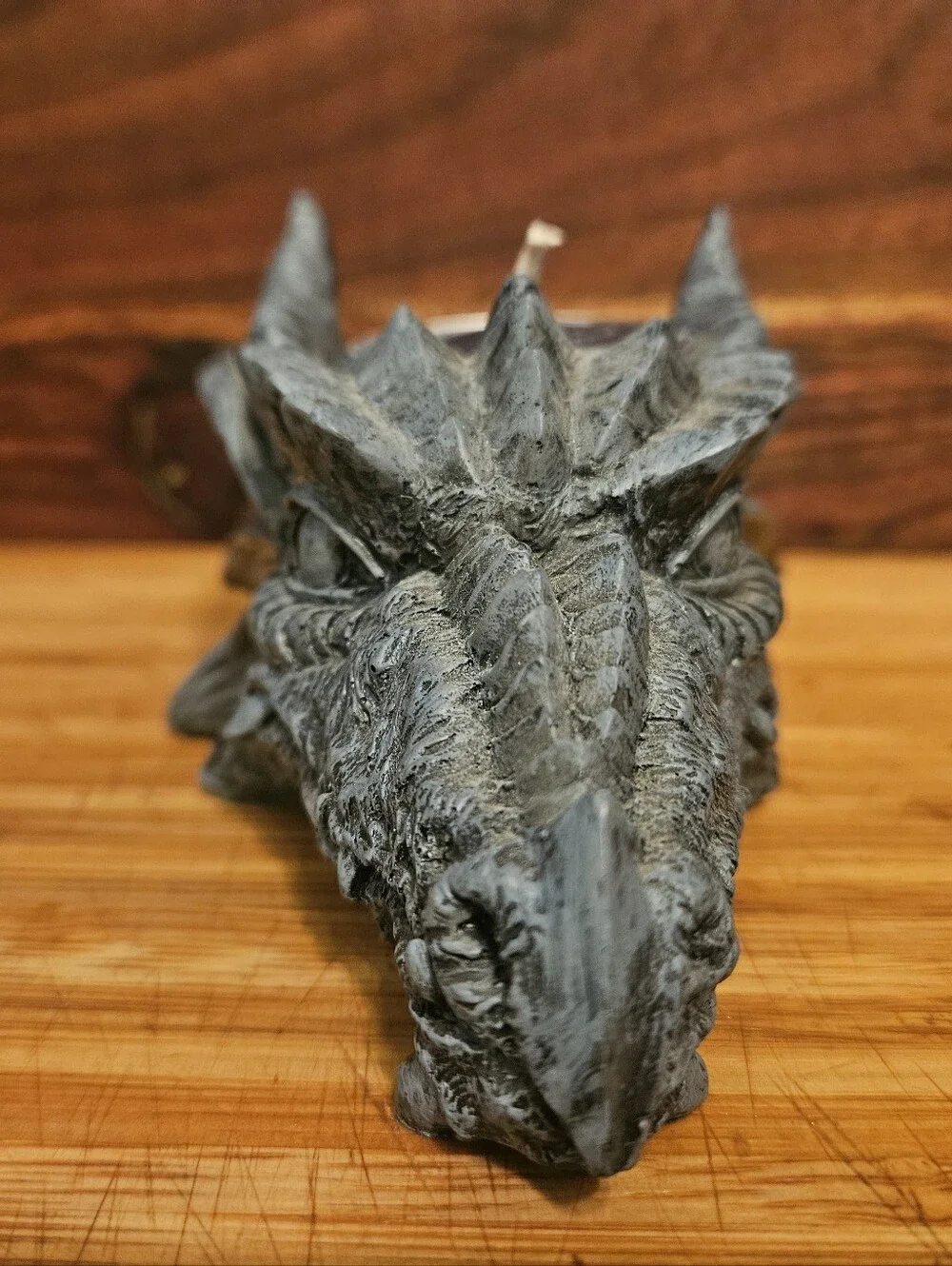 Gothic Dragon Head Tealight Candle Holder | 5” Grey Stone Finish Resin Figurine